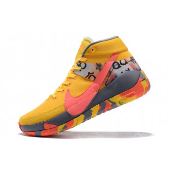 2020 Nike KD 13 Bright Yellow Grey-Pink Shoes